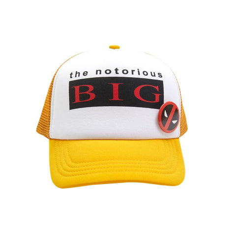 Notorious BIG x Deadpool Yellow Snapback Trucker Hat w/ Pin