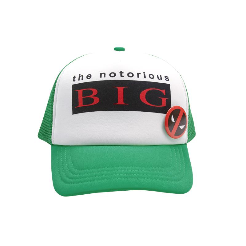 Notorious BIG x Deadpool Green Snapback Trucker Hat w Pin Silly Human Official Biggie Merch